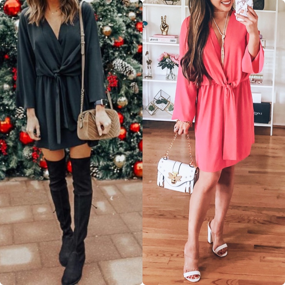 TOPSHOP Tiffany knot-front crepe mini dress - Picture 3 of 5